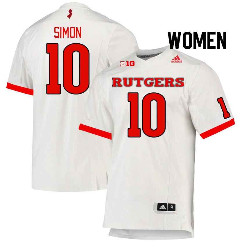 Women #10 Evan Simon Rutgers Scarlet Knights College Football Jerseys Stitched Sale-White